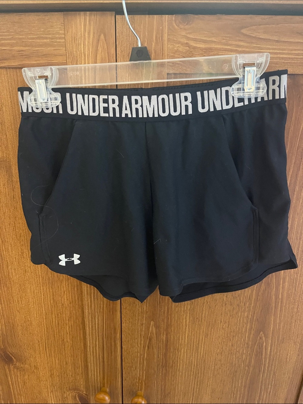 Under Armour Women's Black Athletic Shorts with Branded Waistband